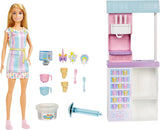 Barbie You Can Be Anything-serie, ijssalon, 1x Barbie-pop met blond haar, ijsmachine, Barbie Play-Doh, bakaccessoires, kindercadeau, speelgoed vanaf 3 jaar, HCN46