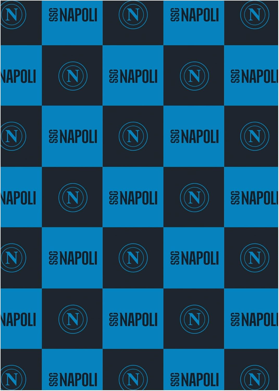 SSC Napoli, zachte deken met logo, warme deken voor bank en bed, maat 150 X 210 cm, soft touch, lichtblauw, officieel product Hermet Bedden en Dekens Lichtblauw 150X210