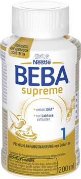 BEBA Nestlé BEBA SUPREME 1 Zuigelingenvoeding: Kant-en-klare flesjes met Omega 3, 1 pakje (1 x 200 ml)