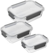 KUHN RIKON 24031 Glazen pot, glas, transparant Bewaardozen voor levensmiddelen Naty Shop Set 0,64 L/1,05 L/1,52 L