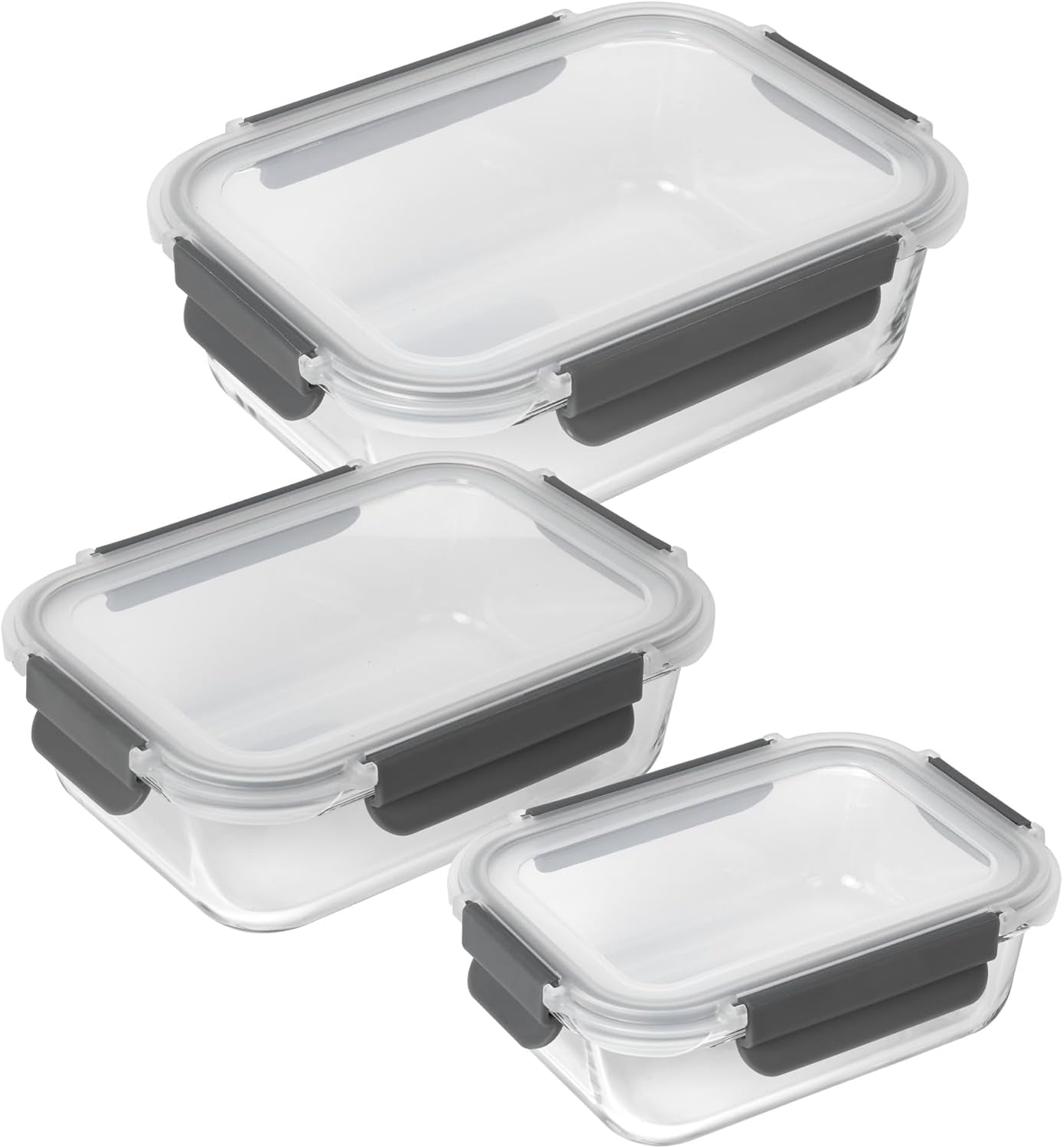 KUHN RIKON 24031 Glazen pot, glas, transparant Bewaardozen voor levensmiddelen Naty Shop Set 0,64 L/1,05 L/1,52 L