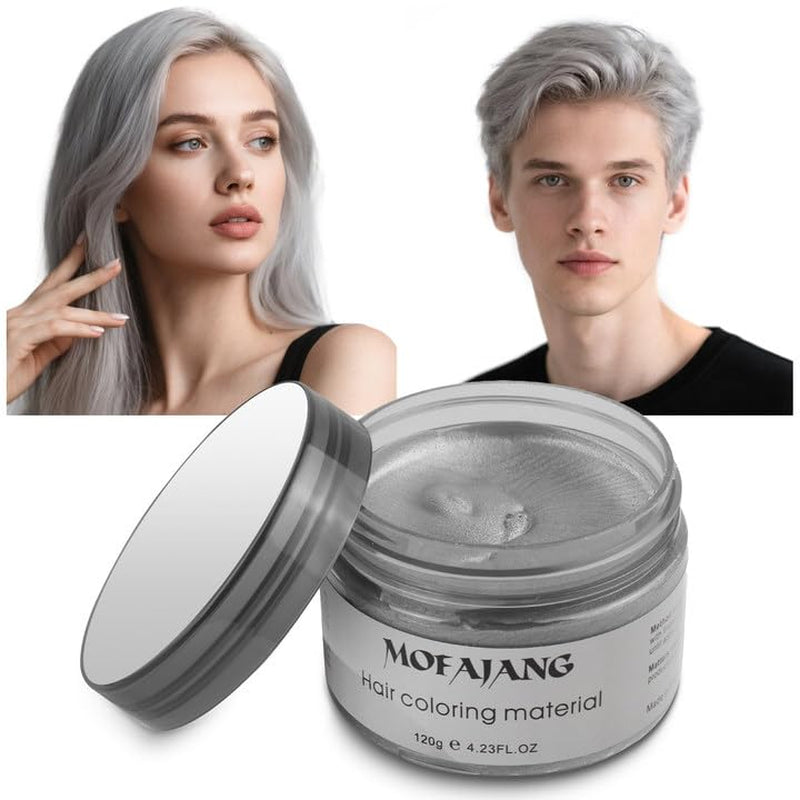 Tijdelijke haarkleur, 4,23 ounce kleurwas voor mannen en vrouwen, wasbare natuurlijke kleurpommade, instant haarverf voor feest, cosplay, Halloween (rood) Naty Shop haarverf grijs 120G (1 pak)