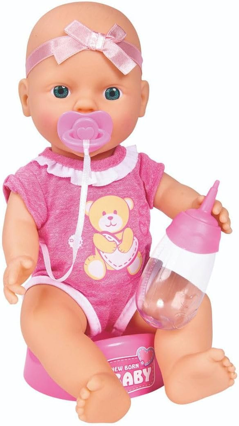 Simba 105030069 - pasgeboren pop, volledig vinyl drink- en drinkpop met geboorteakte en accessoires, 4 stuks, 30 cm, babypop, vanaf 3 jaar