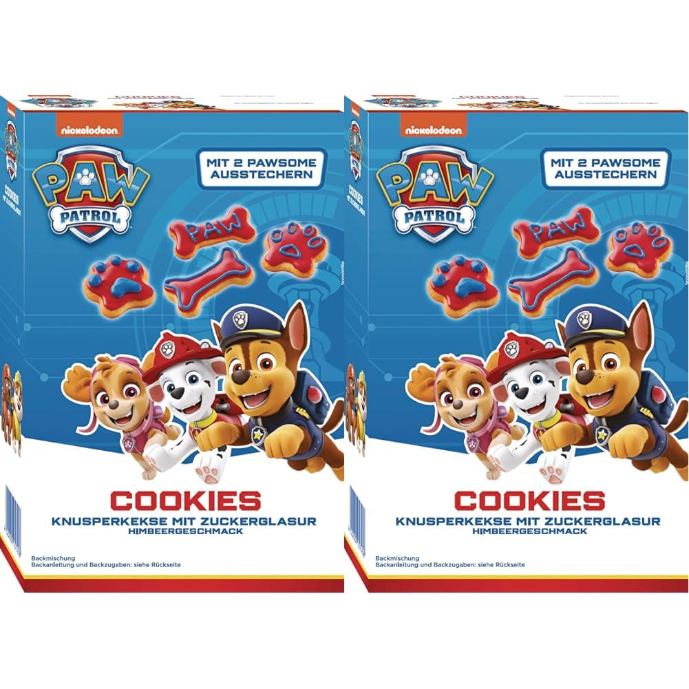RUF X PAW Patrol Muffin Backmischung Met Erdbeer-Geschmack, voor 12 Paw Patrol Muffins, Inkl.16 Oblaten-Auflegern en Pawsome Muffin-Förmchen, 1 X 394G Naty Shop 475 G (2Er Pack) Koekjes