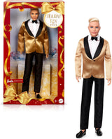 Barbie Signature 2025 Holiday Blonder Ken Modepuppe zum Sammeln in complete Anzug met Goldener Jacke in Einer Verpackung zum Ausstellen en met Puppenständer, JGK55