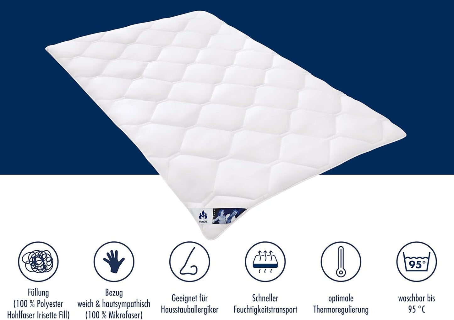 Irisette Edition Zomerdekbed - Made in Germany - Licht zomerdekbed met zachte microvezelhoes, 155 X 220 cm, Ã-ko-Tex gecertificeerd Quilts en quilts Naty Shop