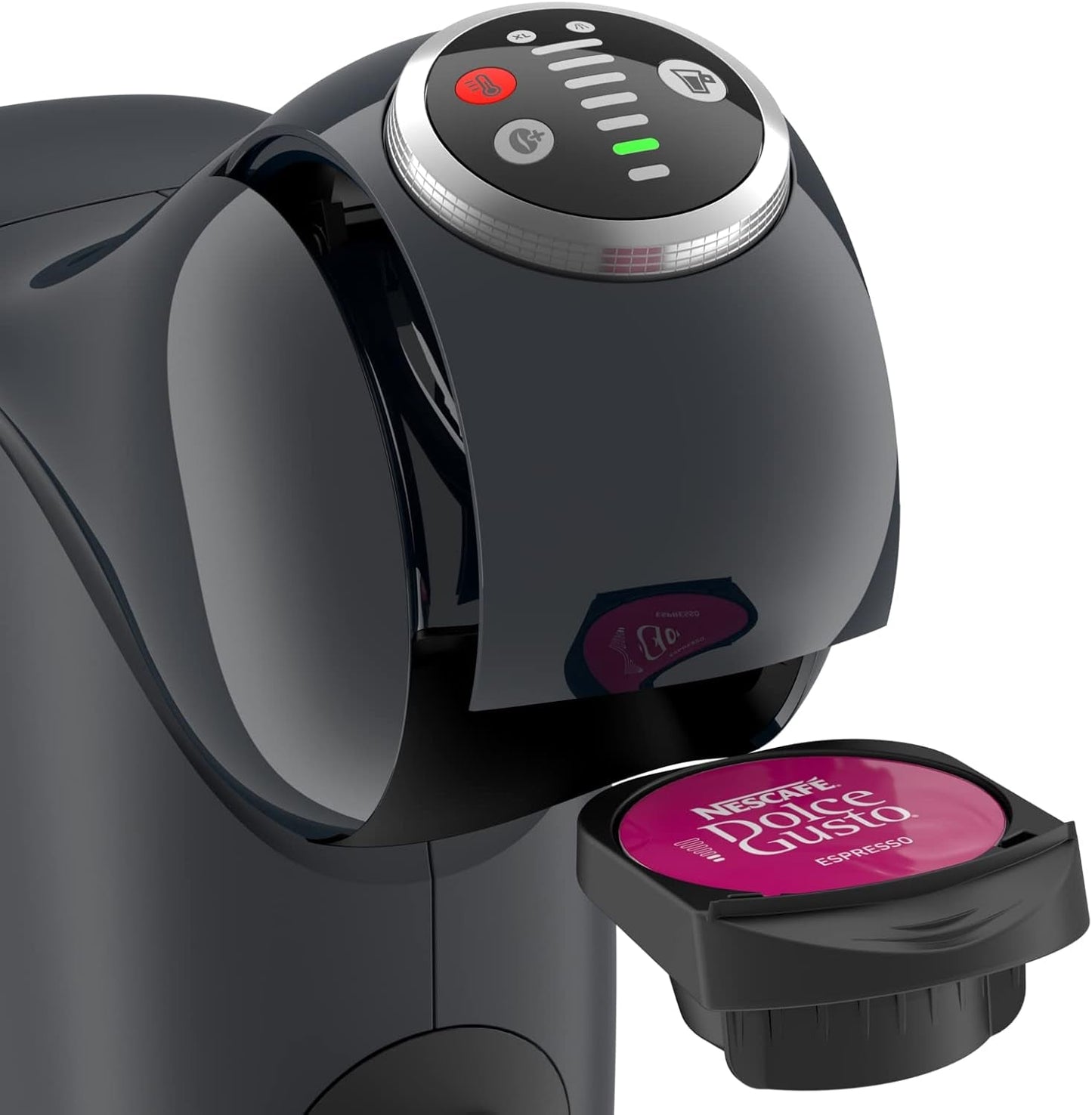 NESCAFÉ Dolce Gusto Genio S Plus van Krups, compacte capsulekoffiemachine, inhoud 0,8 liter, 1500 watt, automatische ontkalkingswaarschuwing, spacegrijs, KP340B