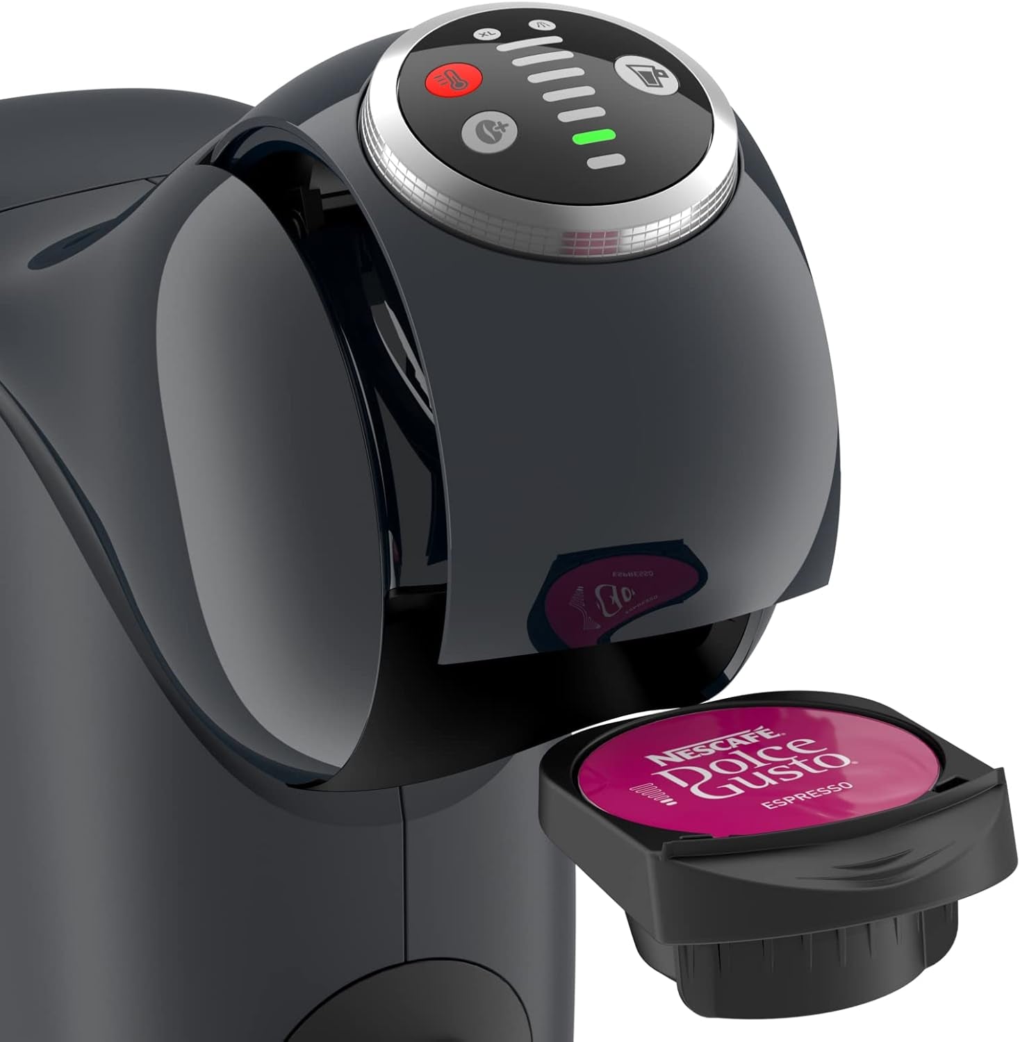 NESCAFÉ Dolce Gusto Genio S Plus van Krups, compacte capsulekoffiemachine, inhoud 0,8 liter, 1500 watt, automatische ontkalkingswaarschuwing, spacegrijs, KP340B