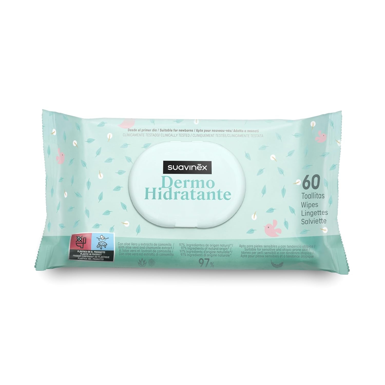 Suavinex 14 stuks 60 vochtige babydoekjes (in totaal 840 doekjes), hydraterend, geschikt voor atopische huid, 95% natuurlijke ingrediënten