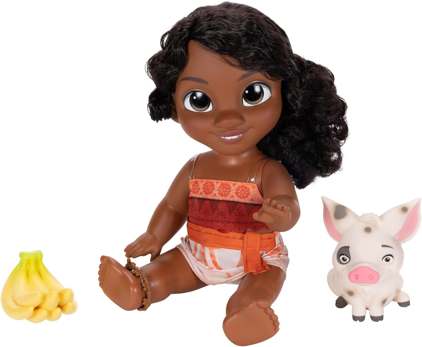 Jakks Pacific Moana 2 Little Sister Simea pop en Pua speelset 27 cm hoog, inclusief 1 poppenoutfit, 1 Pua en 1 plastic bananenbos, aanbevolen voor kinderen vanaf 3 jaar
