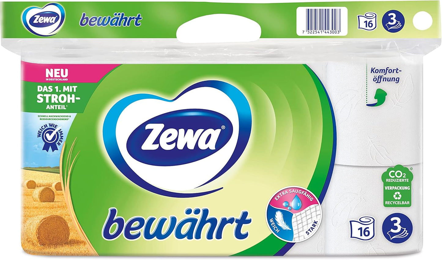 Zewa Proven - 48 rollen - Het eerste toiletpapier met stro-inhoud - 3 lagen