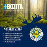 Bozita Tetra Gesteriliseerde stukjes in houtskoolsaus - 6 x 370g Graanvrij en suikervrij natvoer voor katten - non-GMO, met 8,5% eiwit en 4,5% vet - hoge kwaliteit en uiterst smakelijk