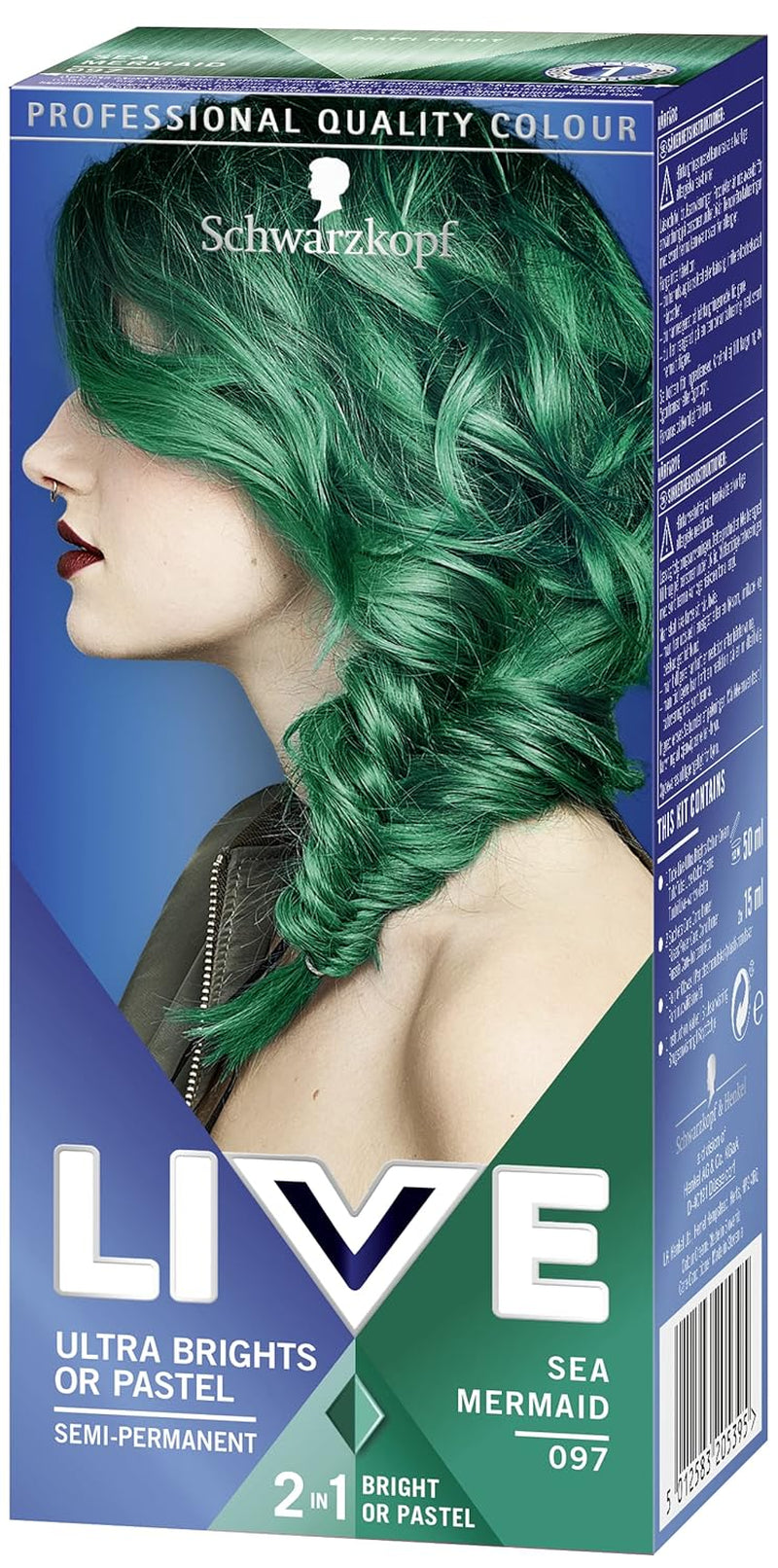 Live ultraheldere of pastelrode haarverf, 3 stuks, semi-permanente kleur, gaat tot 15 wasbeurten mee - 092 Pillar Box Red Naty Shop Haarverf 97 Zeemeermin, 3 stuks (pak van 1)