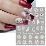 JMEOWIO 3D Nagelsticker Frühling Blume Nail Art Sticker Selbstklebend Nagelaufkleber 5D Stereoskopisch Blumen Decoratie Nageldesign Zubehör 4 Blatt