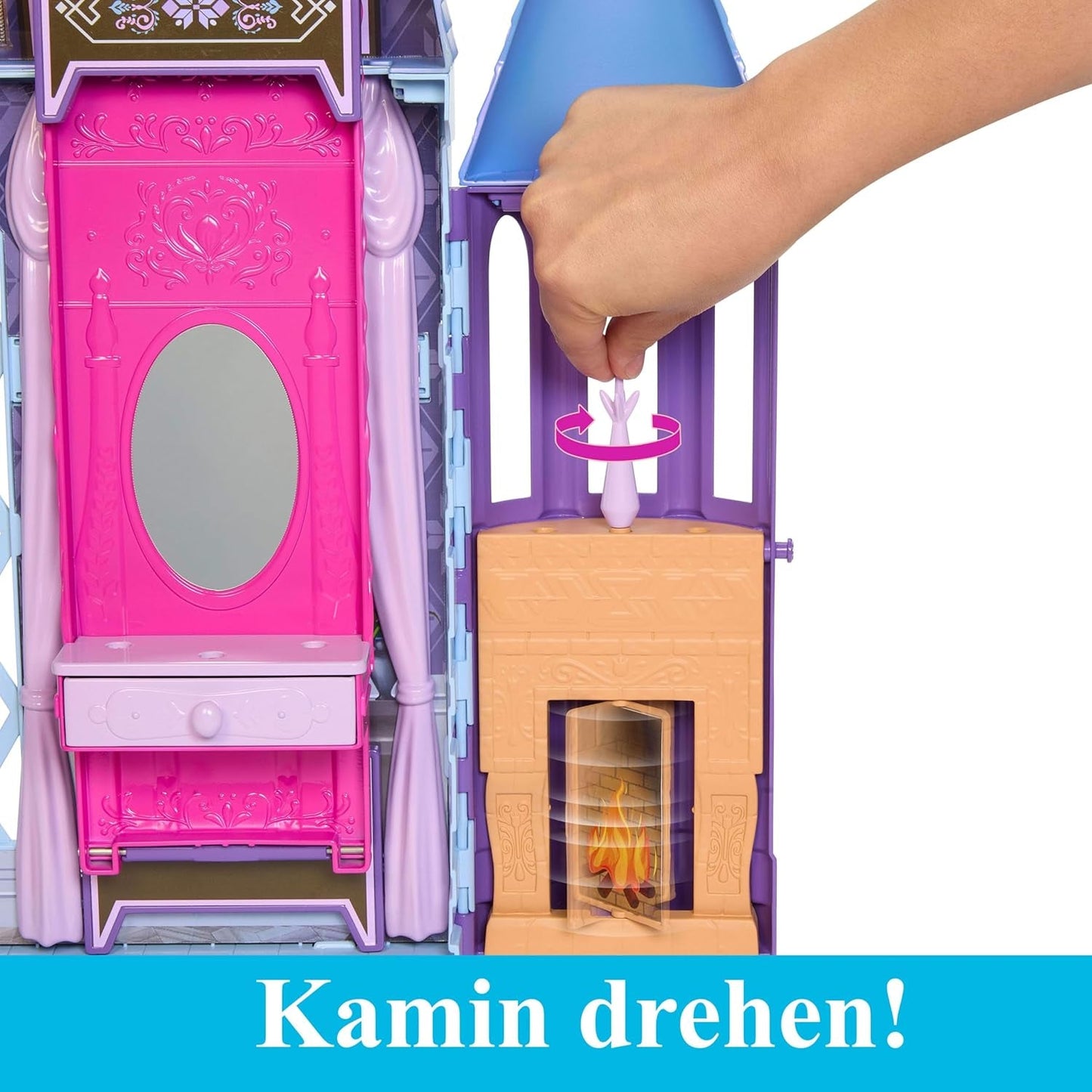 Mattel Disney Frozen - Kasteel Arendelle poppenhuis (60 cm+) met Elsa pop, 4 speeltuinen en 15 Disney Frozen II meubels en accessoires, HLW61