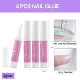 Volledige dekking kunstnagels 504-pack 12 maten kunstnagels met nagellijm Acryl kunstnagels met opbergdoos voor nagelstudio's en doe-het-zelf nagelkunst voor thuis (vierkant)