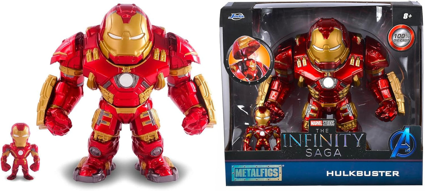Jada Toys Marvel Figuur Hulkbuster & Ironman, Open en Gesloten Helm, Verzamelfiguren, Set, Gegoten, Rood, Grootte: 6 inch Hulkbuster & 2 inch Ironman Actiefiguren Naty Shop