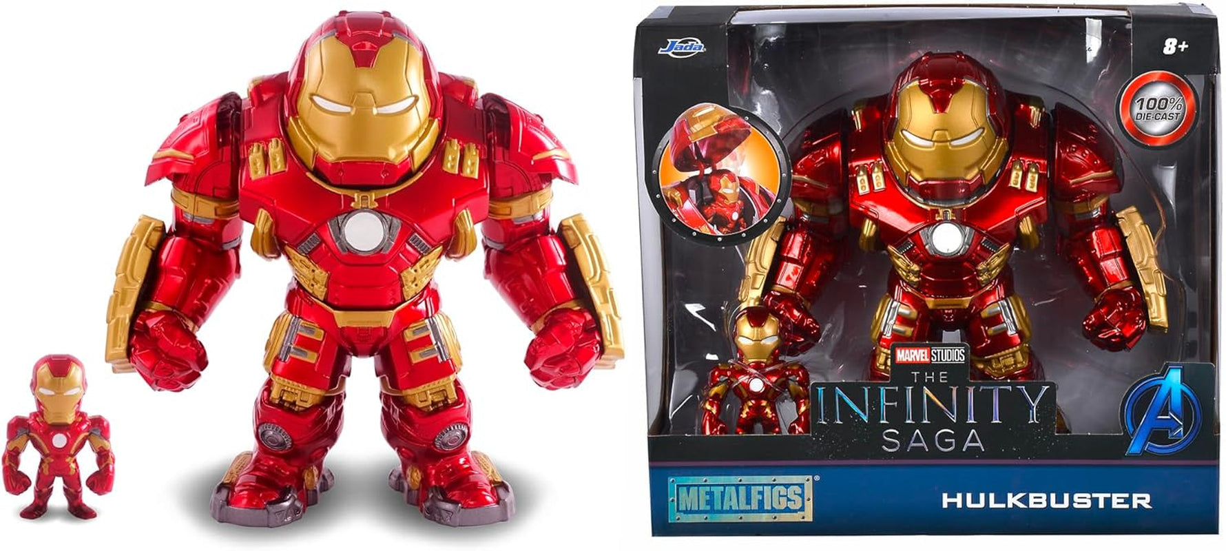 Jada Toys Marvel Figuur Hulkbuster & Ironman, Open en Gesloten Helm, Verzamelfiguren, Set, Gegoten, Rood, Grootte: 6 inch Hulkbuster & 2 inch Ironman Actiefiguren Naty Shop