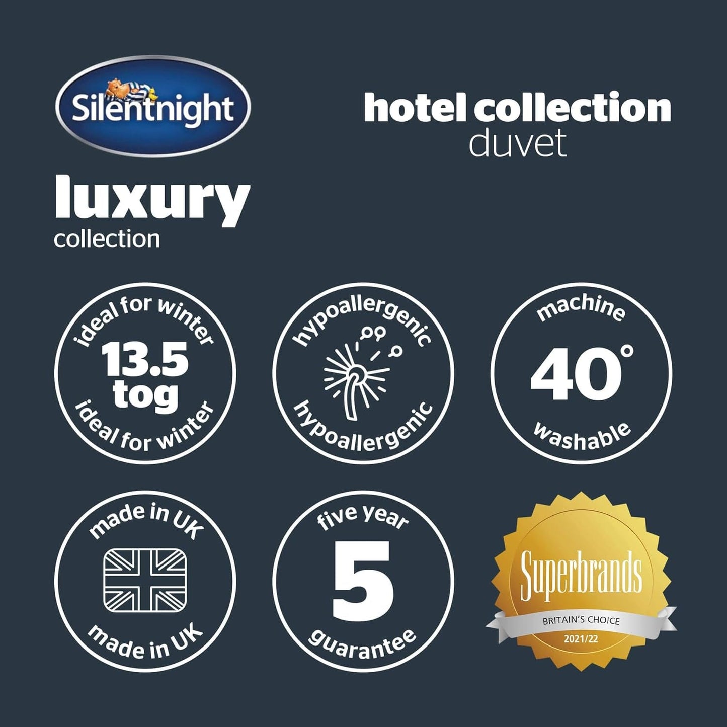 Silentnight Hotel Collection dekbed voor tweepersoonsbedden, 13,5 TOG, wit, microvezel, wit, eenpersoonsbed 135 X 200Cm Dekbedden en dekbedden Naty Shop