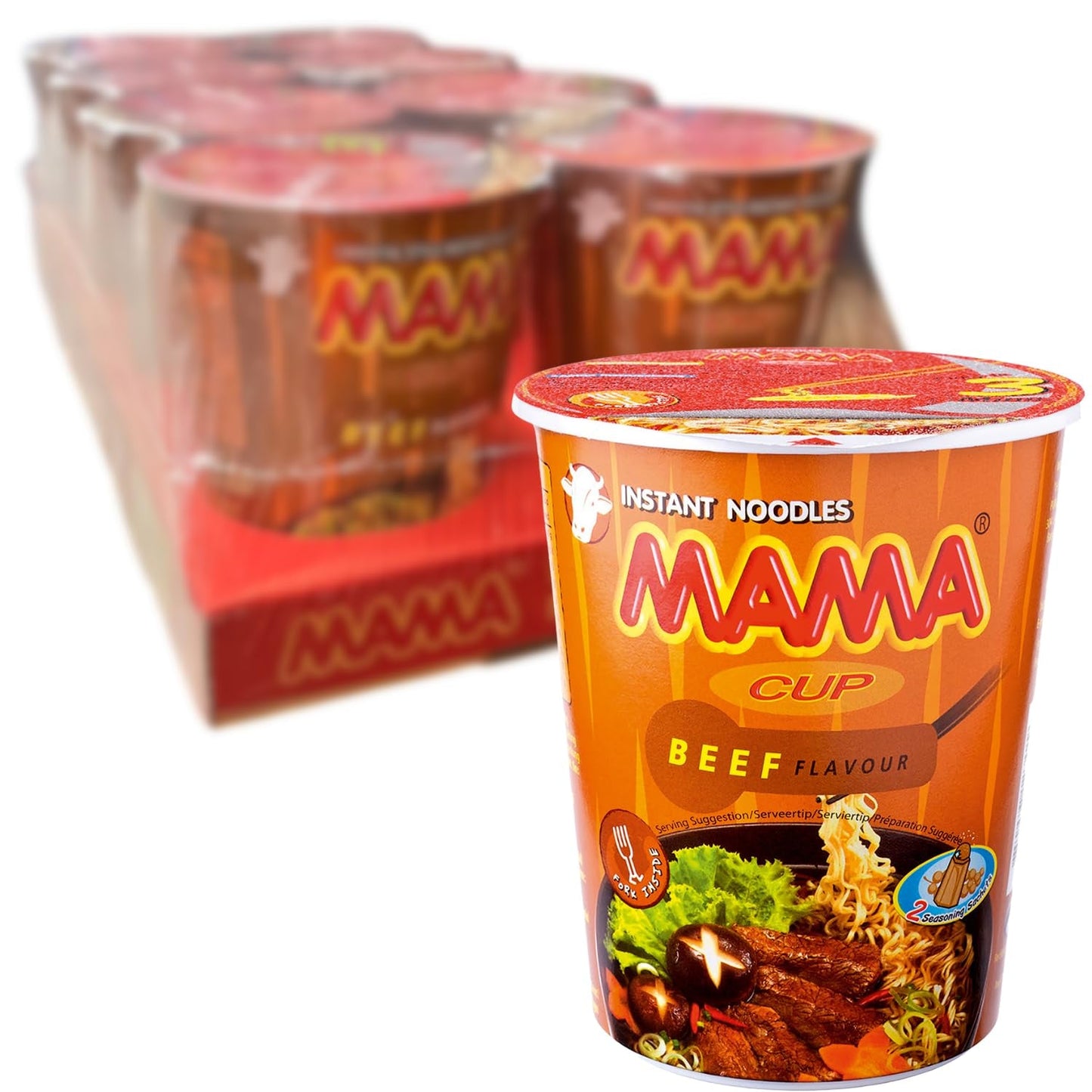 MAMA - Instantnoedels met rundvlees in cups - Multipack (8 x 70g)