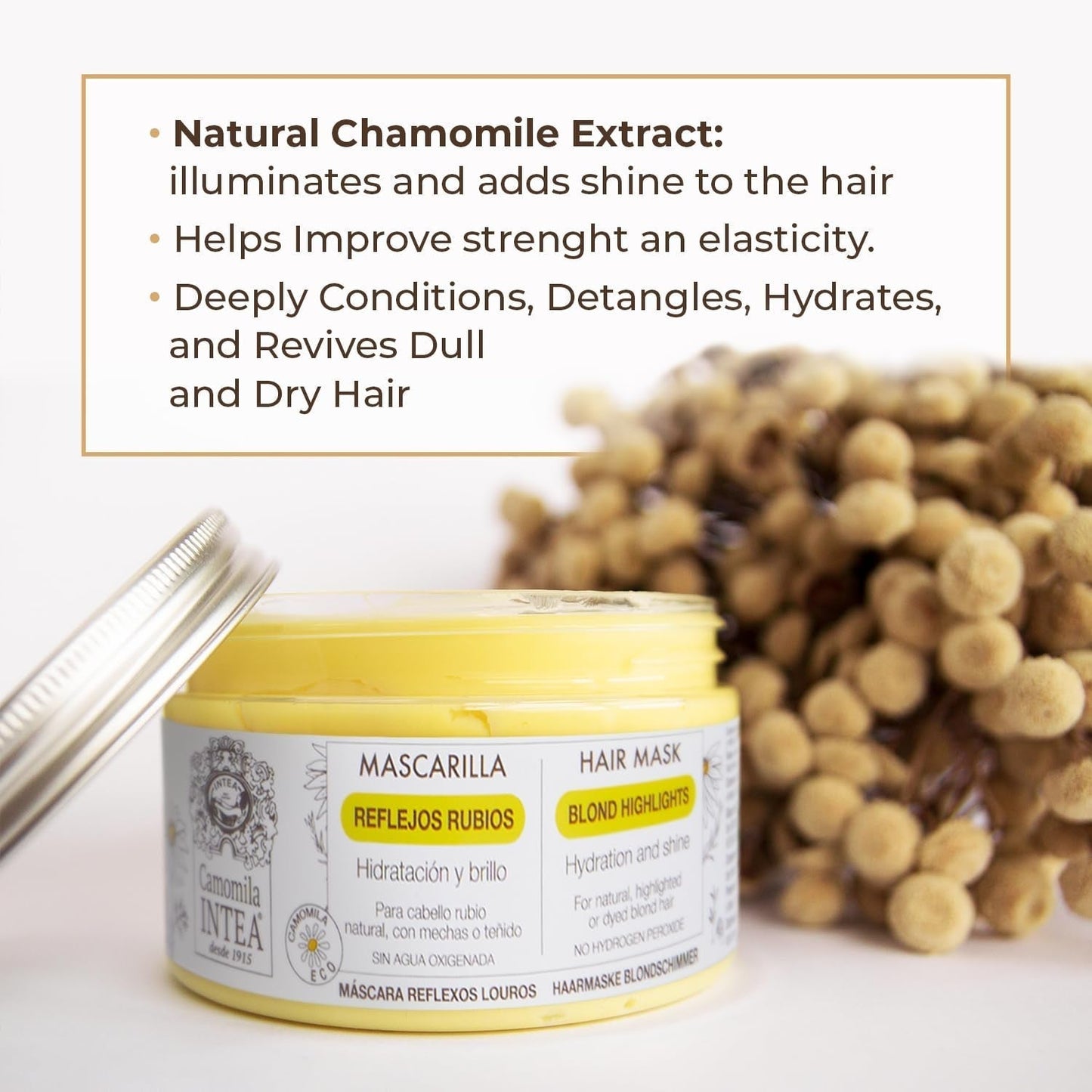Intea Chamomile - Blonde Reflections Haarmasker - Hydrateert en voedt blond haar - 250 ML Naty Shop Haarmasker