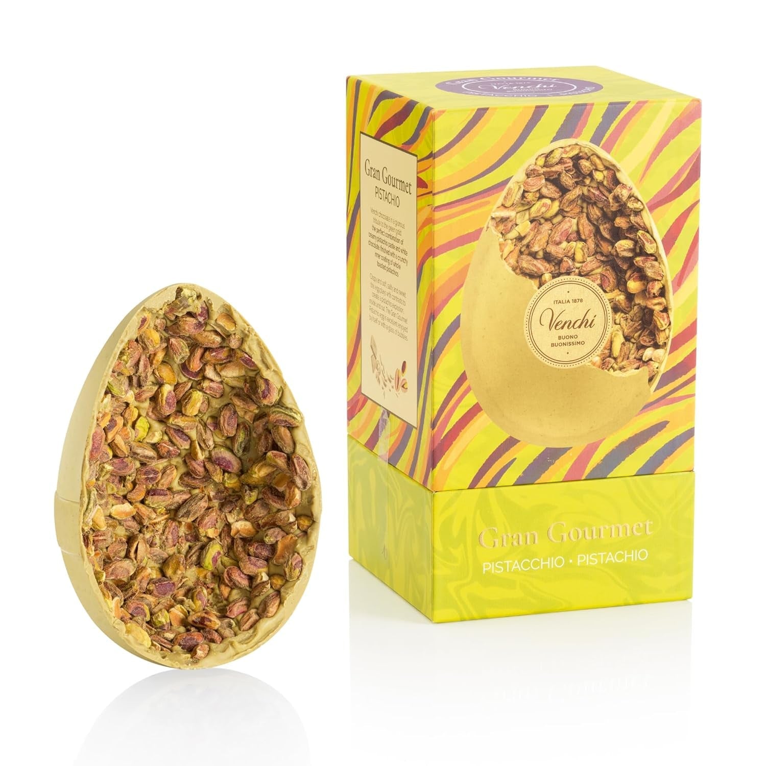 Venchi - Chocolade-ei, pistachesmaak, met hele pistache, met verrassing, glutenvrij, 500g, Paascollectie, cadeau-idee