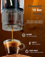 CONQUECO 12V auto-espressomachine: draagbare espressomachine met batterij voor kamperen en reizen - Snelle verwarming in 2,5 minuten - 8 espressokopjes in één keer opladen