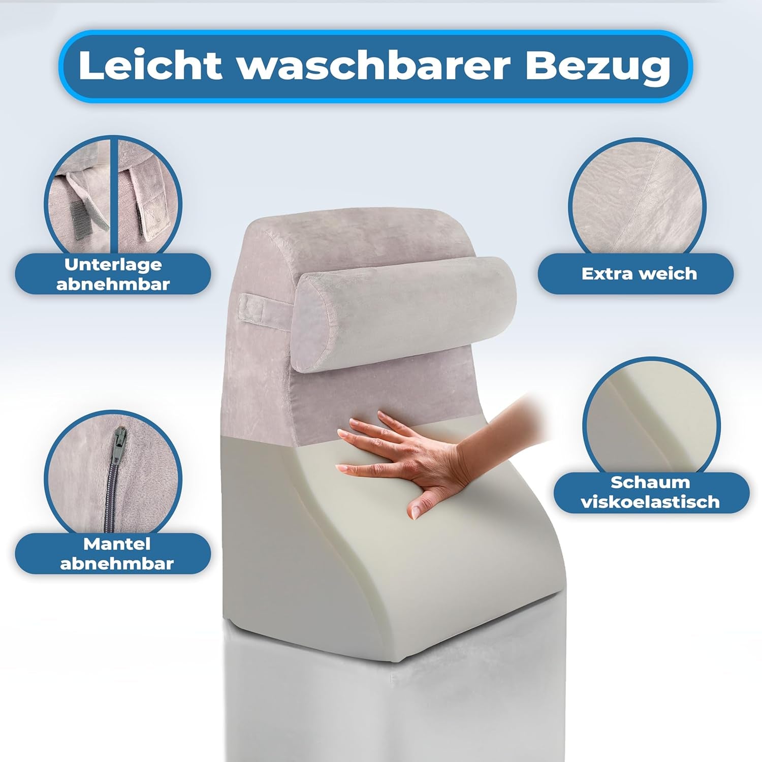 Traagschuim leeskussen | Ergonomisch rugkussen en wig voor bed, bank en bank | Orthopedisch steunkussen voor rugpijn en spanning