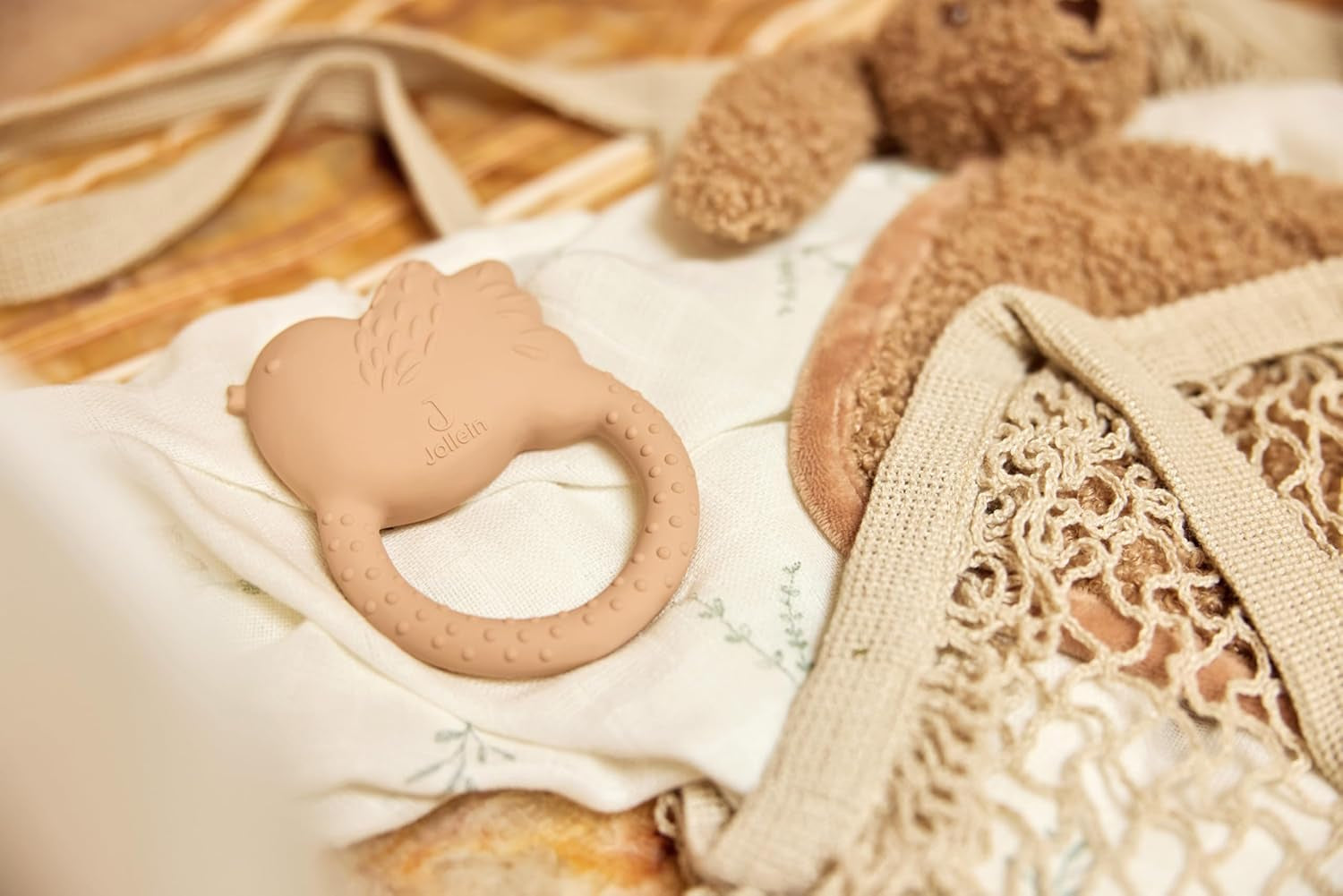 Jollein natuurrubber babybijtring - prachtige vogels - babybijtring - tandjeshulpmiddel - onschadelijk en BPA-vrij - babyspeelgoed