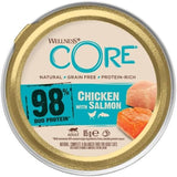 Wellness CORE 98% 12 x 85g, Kip en Zalm - Nat kattenvoer, dikke paté, graanvrij, natuurlijk, hypoallergeen, rijk aan eiwitten, rijk aan vlees