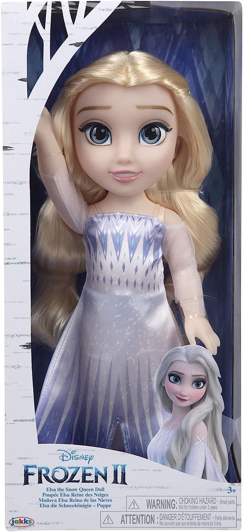 Disney Frozen 2 ELSA The Snow Queen Doll - 35 cm grote, beweegbare pop in iconische modejurk en lang golvend haar voor extra speelplezier, voor meisjes vanaf 3 jaar, 214894 Naty Shop Dolls