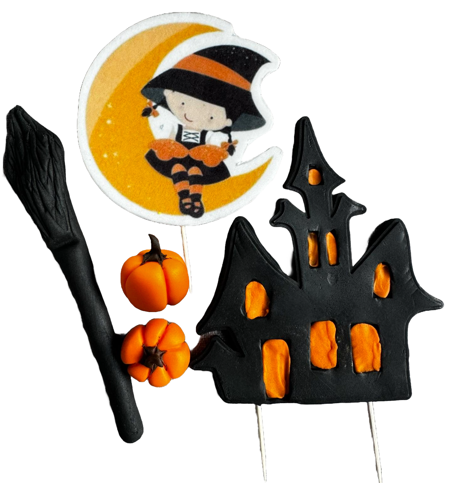 Set van 5 eetbare suikerpasta-decoraties, Halloween Sugar Paste Decorations Naty Shop
