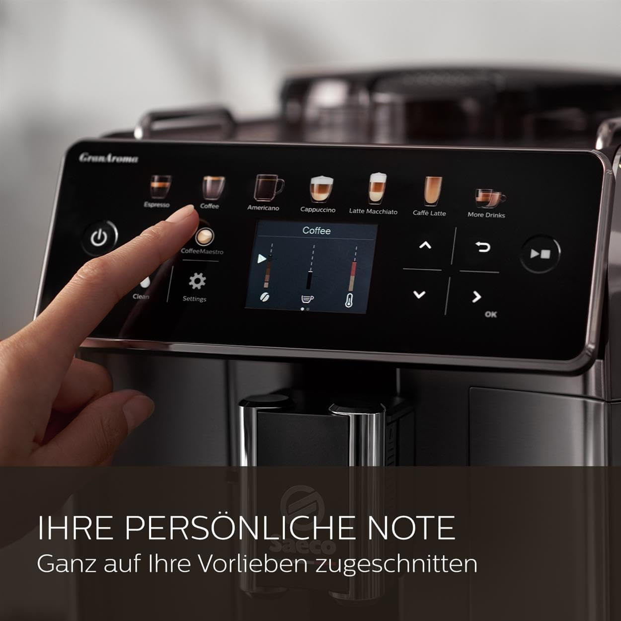 Saeco GranAroma automatisch espressoapparaat - 14 koffiespecialiteiten, intuïtief kleurendisplay, 4 gebruikersprofielen, keramische molen, 1500 watt (SM6580/10)