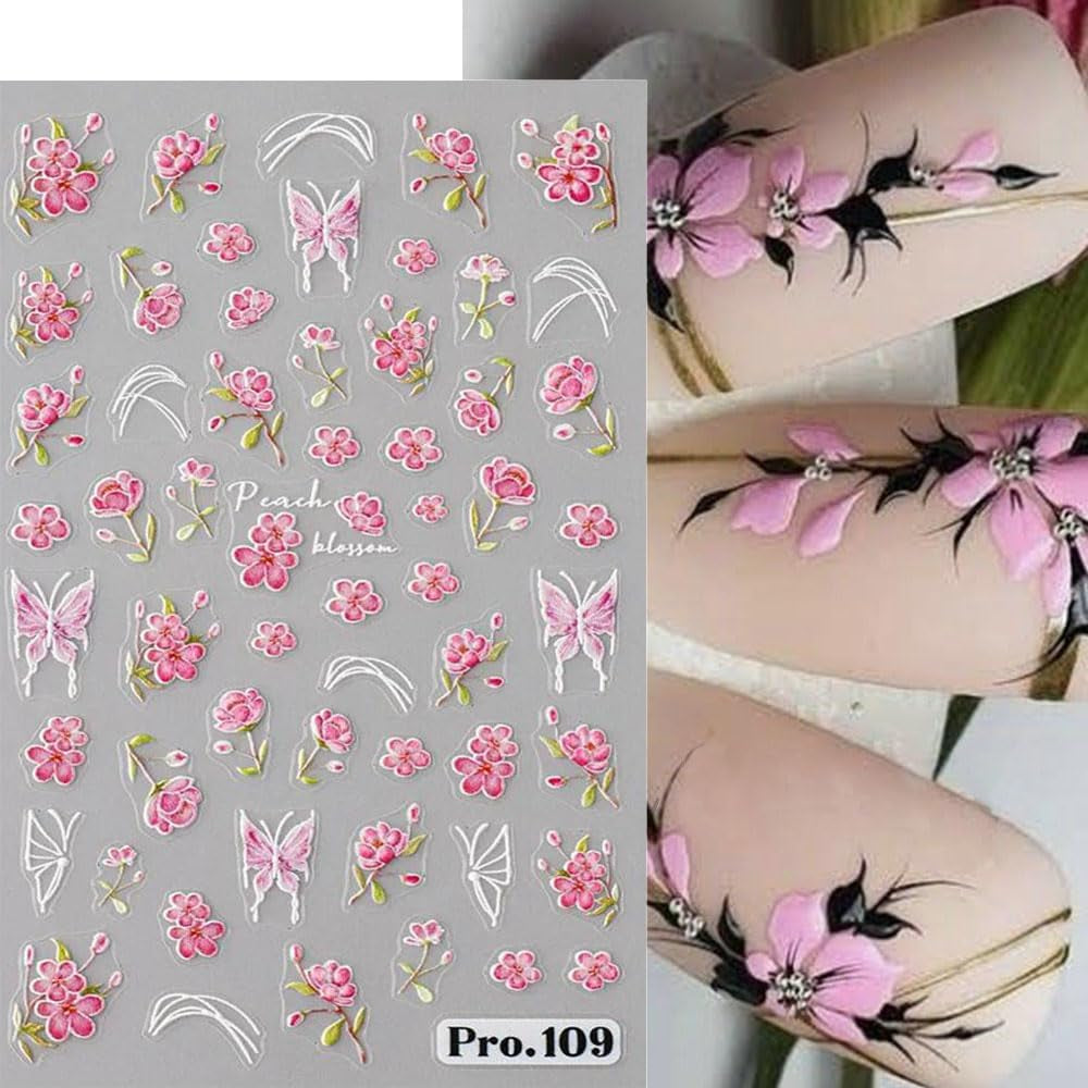 5 Stuks Geprägte Gänseblümchen Nagelsticker Selbstklebend Blumen Nagelaufkleber Gänseblümchen Schmetterling Nagel Sticker Nageldesign Aufkleber Nägel Zubehör Blume Nail Sticker Flower Nail Art Stickers