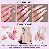 Makartt Strass zelfklevende gel - 15 ml UV-nagellijmset met roze nagelbedels Hartcirkel Nagelsieraden en nageldesignaccessoires voor thuismanicure Valentijnsdagcadeau