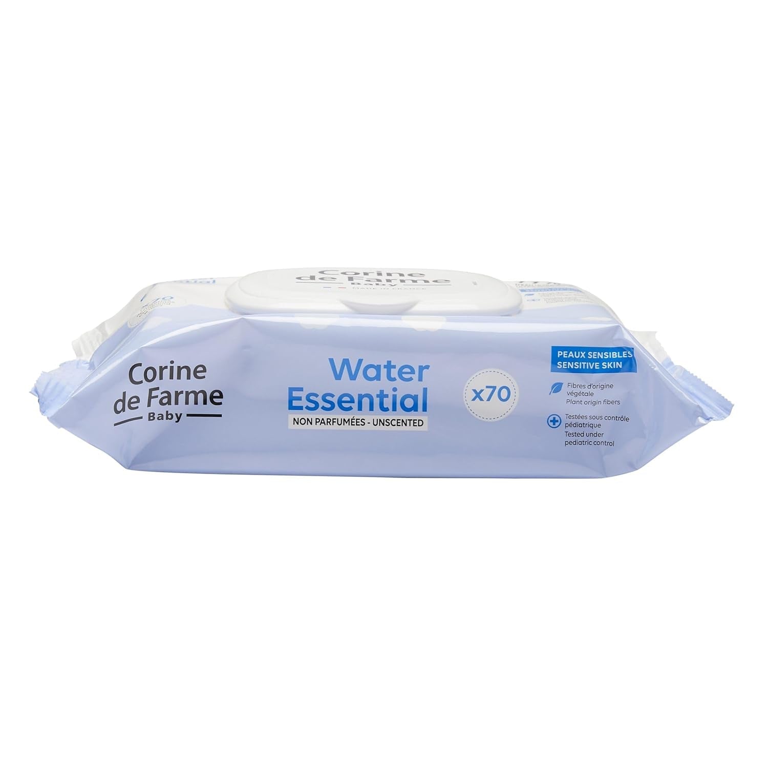 Change Water Essential Babydoekjes x70 - Toiletartikelen van plantaardige vezels - 99% ultragezuiverd water - Hygiëne vanaf de geboorte - Hersluitbaar deksel