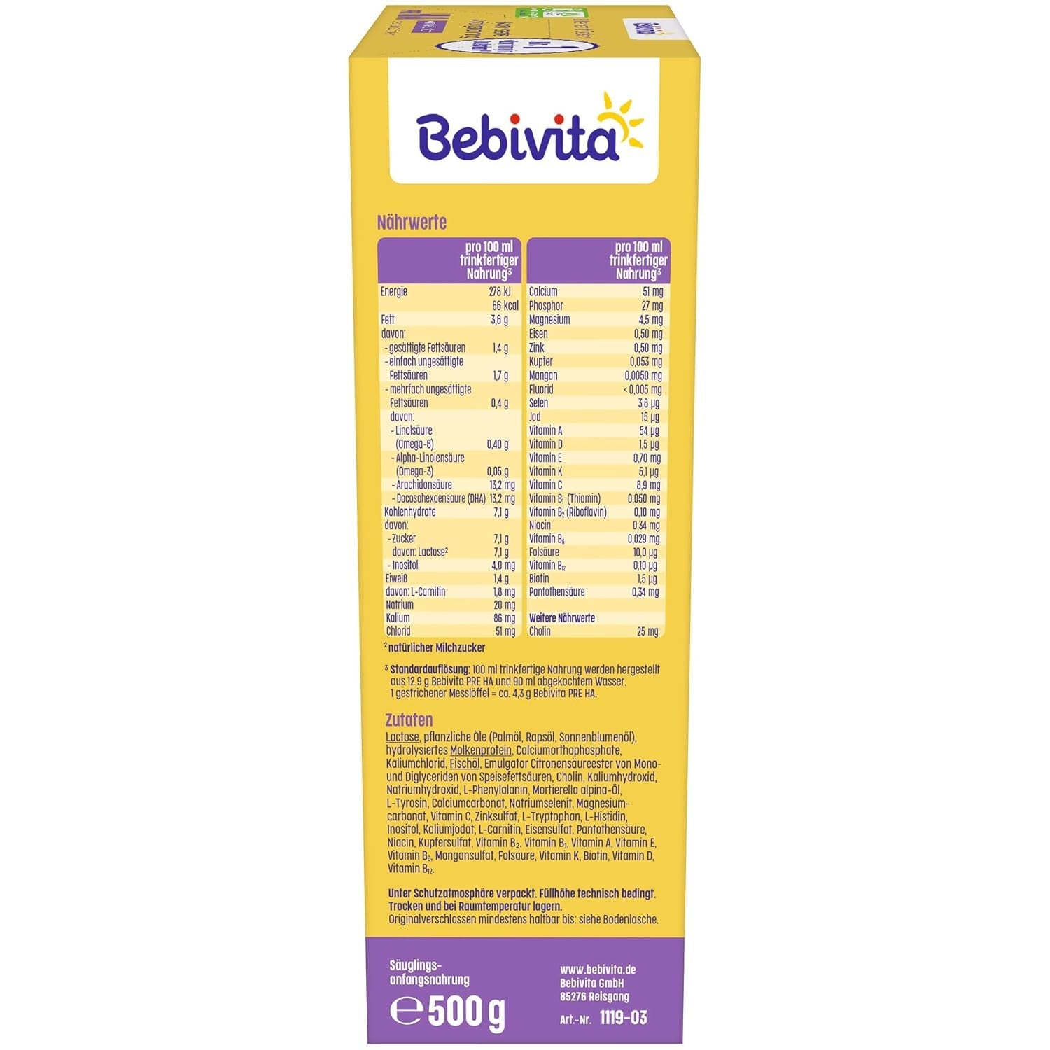 PRE HA (5 x 500 g), gehydrolyseerde melkpoederformule vanaf de geboorte, bevat uitsluitend lactose als koolhydraat, geschikt als bijvoeding
