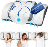 Orthopedisch kussen, ergonomisch nekkussen, hoofdkussen, origineel traagschuimkussen voor zijkanten, rug- en maagondersteuning, neksteunkussen voor mannen, vrouwen (67,3 x 38,2 x 13,8/3 cm) Cervicale orthopedische kussens Naty Shop Donkergrijs - Nieuw