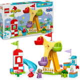 LEGO DUPLO Peppa Wutz Kermis - Kinderspeelgoed en motoriekspeelgoed voor kinderen vanaf 2 jaar - Peuterspellen met reuzenrad, glijbaan en 3 figuren waaronder Mollie Kitty en Klausi Kläff - Cadeau voor kinderen 10453 Bouwsets Besuche den LEGO-Store Standaard titel