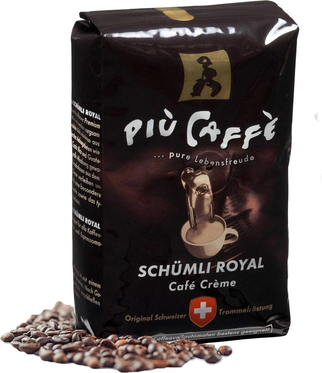 Café Crème Kaffeebohnen, würzig, kräftig, intensiv en gehaltvoll, Arabica en Robusta, Schweizer Trommelröstung, ganze Bohnen für Volllautomaten Schümli Royal 1 kg