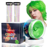 Tijdelijke groene haarverf - haarkleurwas, haarkleur voor mannen en vrouwen, natuurlijke haarpommade, kleurclip haarverfwas voor gekke feesthaarkleur (4,23 oz, groen) Naty Shop groene haarverf 1G (1 pakket)