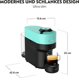 Espressomachine met Nespresso Krups Vertuo Pop capsules, inhoud: 560 ml, automatische capsuleherkenning, one-touch systeem, 4 kopgroottes, verkorte opwarmtijd, duurzaam, Aqua Mint, XN9204
