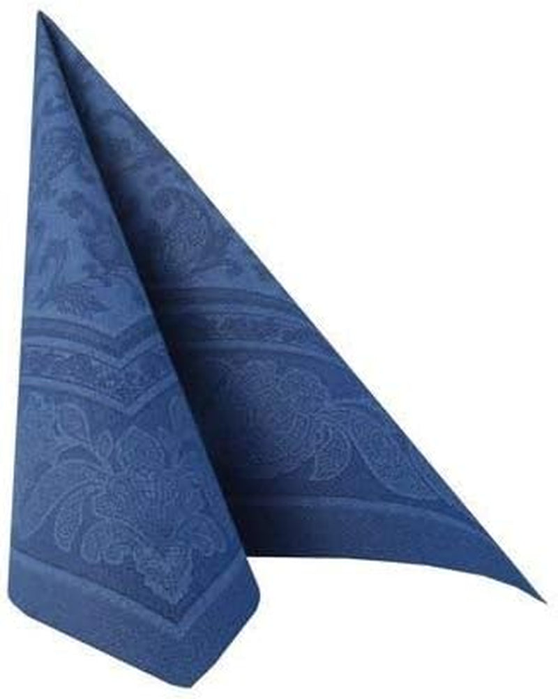 50 servetten "ROYAL Collection" 1/4 vouw 40 Cm X 40 Cm donkerblauw "Ornamenten"