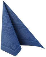 50 servetten "ROYAL Collection" 1/4 vouw 40 Cm X 40 Cm donkerblauw "Ornamenten"