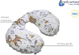Medi Partners Baby Nekkussen Neksteun 100% Katoen / Minky Baby Nekkussen voor Auto Wandelwagen Reizen Reizen Slaap Nekkussen Snooze Roll (REH met Grijze Minky) Cervicale Orthopedische Kussens Naty Shop