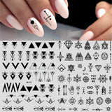 12 Blatt Nagelsticker Geometrisch Nagelstickers Selbstklebend Zwart-wit Mysterioses Dreieck Nail Art Sticker Decoratie Nageldesign Zubehör