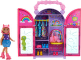 Barbie Chelsea pop en kledingkast speelset met kleding en accessoires, 17-delige set, opvouwbaar voor reizen, spelen en opbergen, HXN03 Naty Shop Dolls standaardtitel