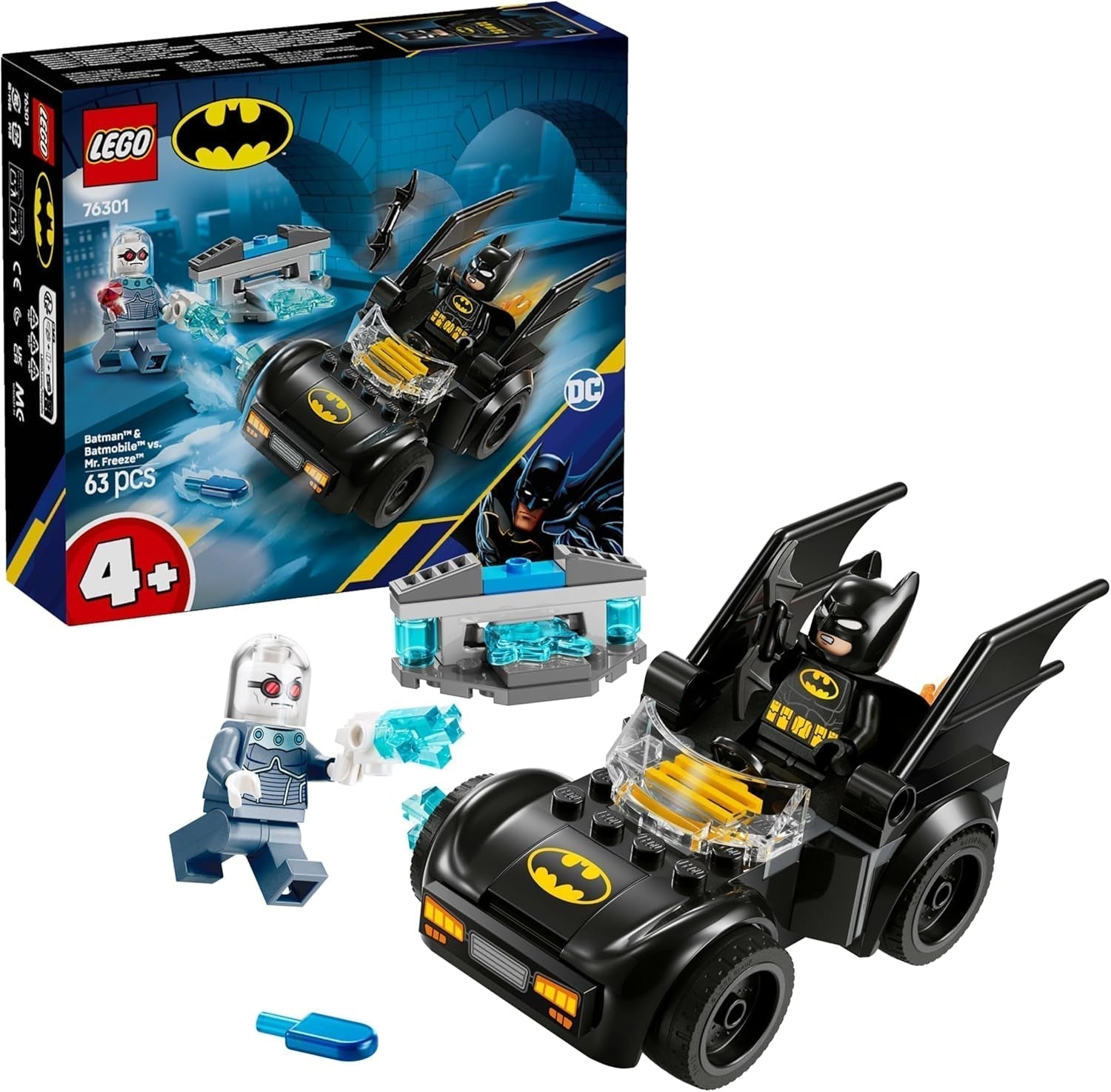 LEGO DC Batman: Batman & Batmobile Vs. Mr. Freeze - Superheldenautospeelgoed met 2 minifiguren - IJsschieter met vuurelementen - Cadeau voor jongens en meisjes vanaf 4 jaar 76301 Bouwsets Besuche den LEGO-Store Standaard titel