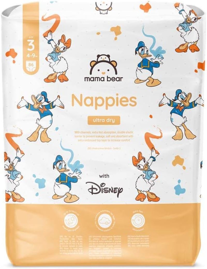 Amazon-merk: Mama Bear Disney Ultra Dry-luiers, maat 3 (4-9 kg) - maanddoos, wit, 172 stuks (2 verpakkingen van 86)