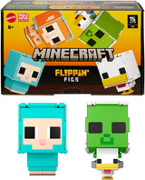 Mattel Minecraft Flippin' Figs Sheep and Chicken 2-pack met 2-in-1 speelfiguren, grote hoofden en pixelontwerp HXK17 Actiefiguren Naty Shop Sheep and Chicken